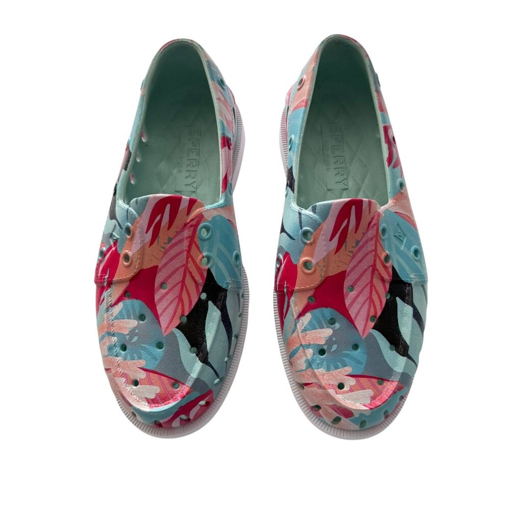 NWOB Sperry Womens Float Boat Shoe Tropical Print Slip-On Non-Marking Sole Sz. 8 - Picture 2 of 10